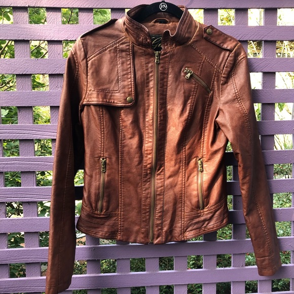 Guess Jackets & Blazers - Faux Leather Moto Jacket
